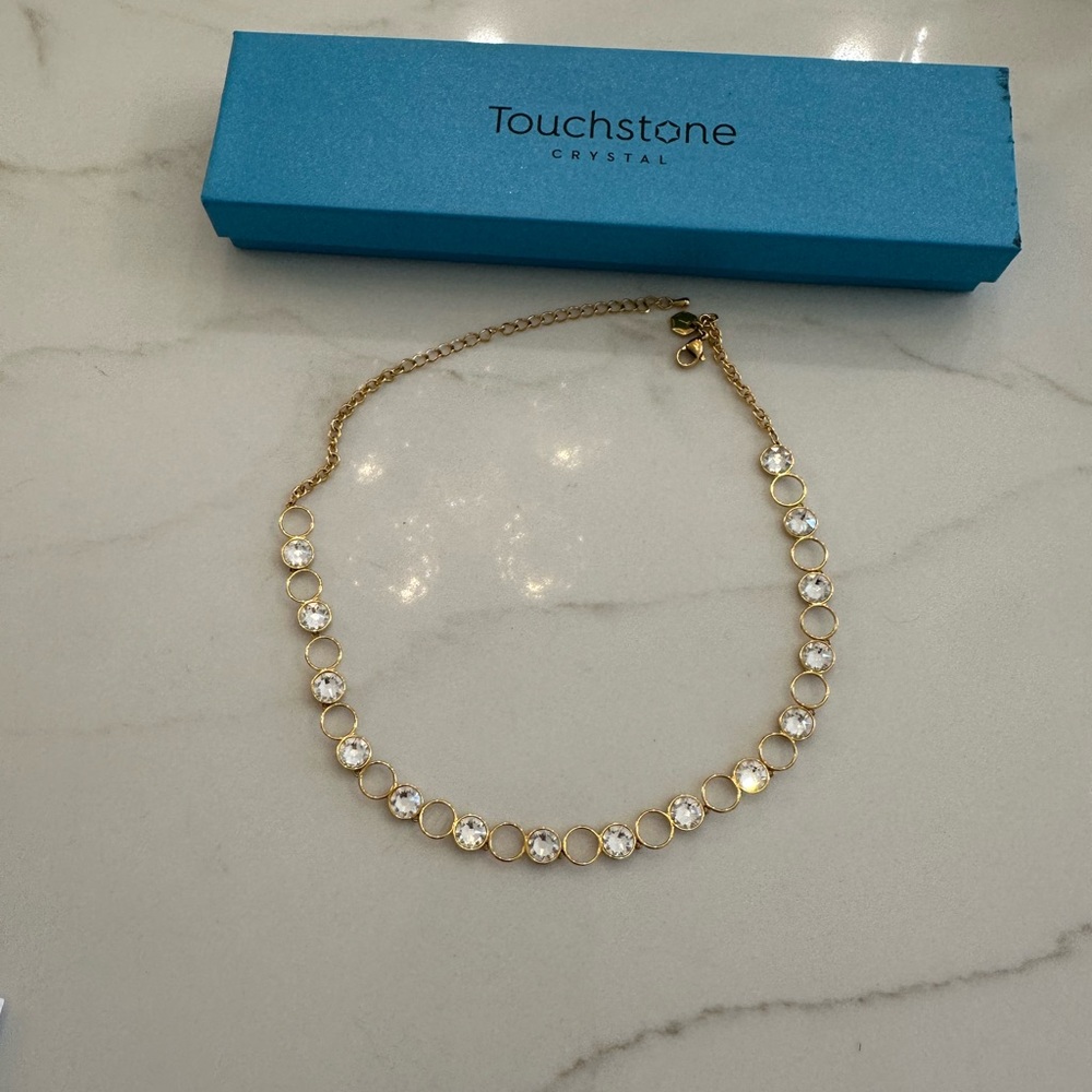 Touchstone Crystal Gold and Clear Crystal Necklace
